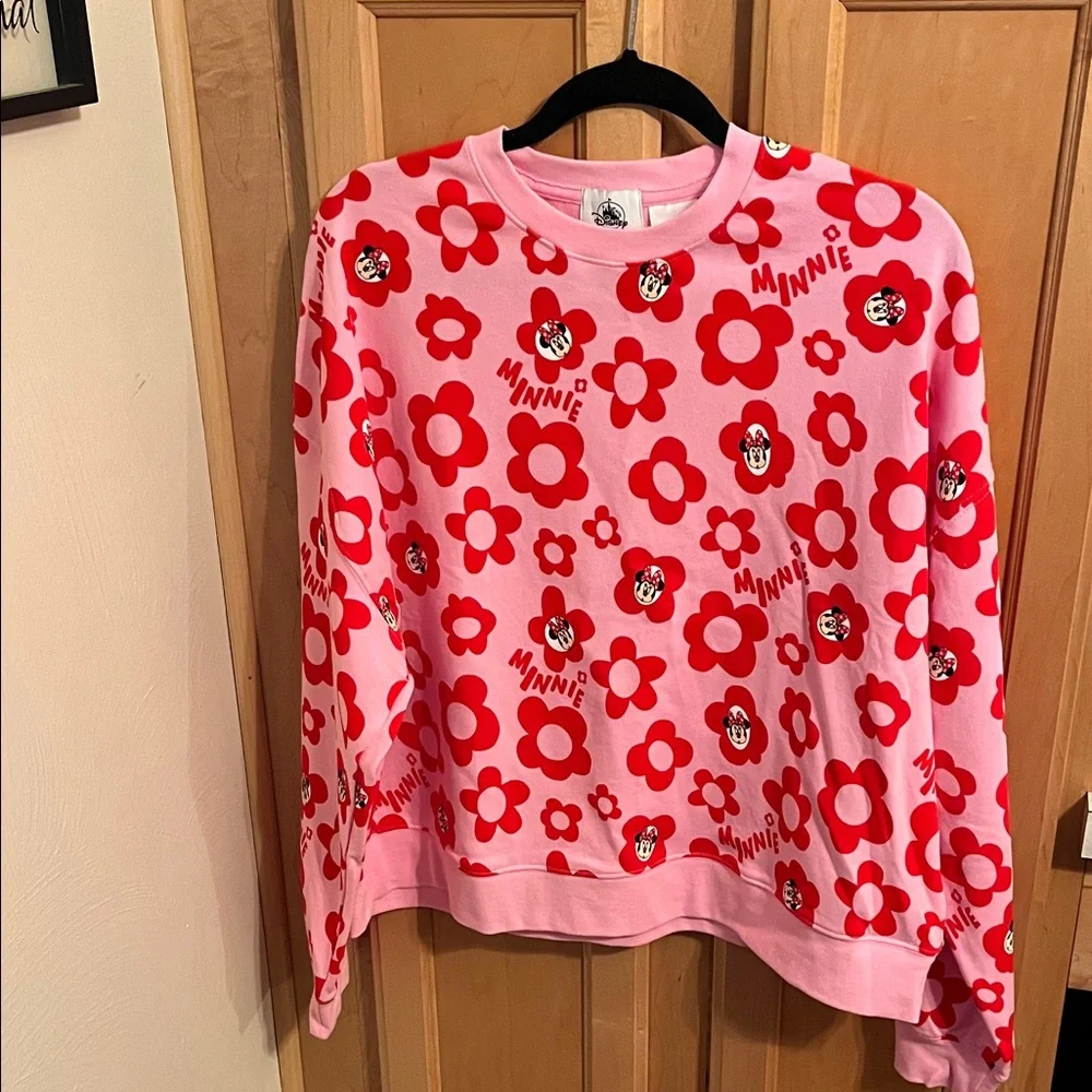 Disney Minnie Mouse Floral Pink Sweater - Picture 1 of 1